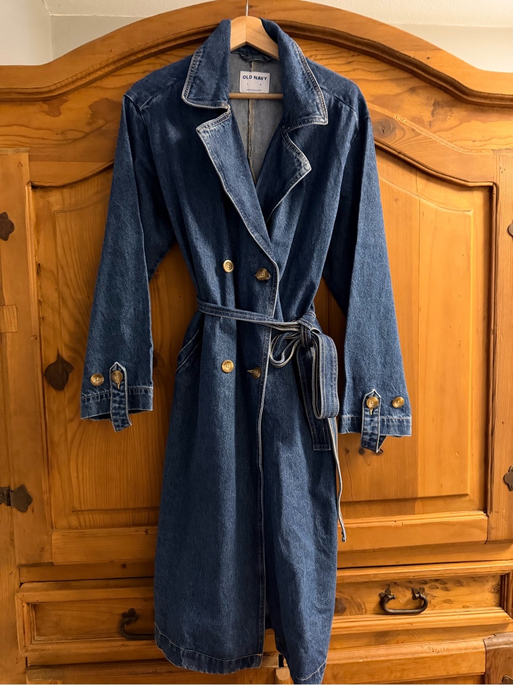 Old Navy Dark Blue Denim Trench Coat with Belt